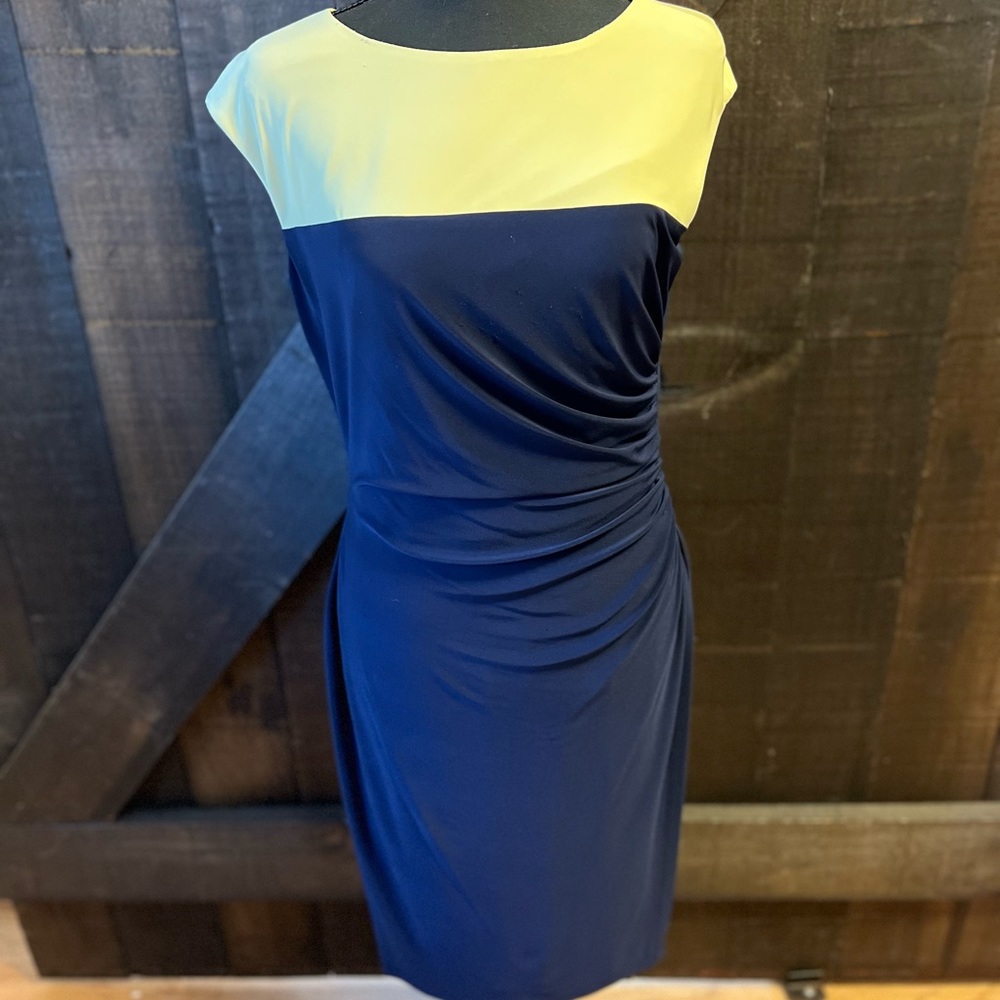 Navy blue and white dress